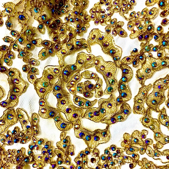 Golden Lace Embroidered PROM dress with corset back design - Picture 4 of 11